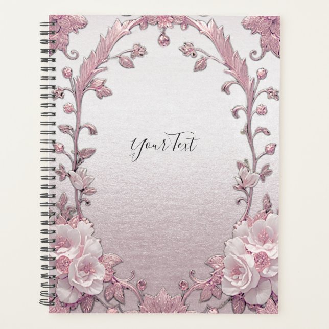 Einzigartiger Pink Floral Wedding Planner Planer (Vorderseite)