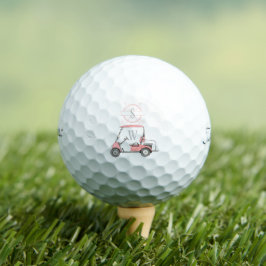 Einzigartiger Pink Golf Cart und Emblem Monogram Golfball