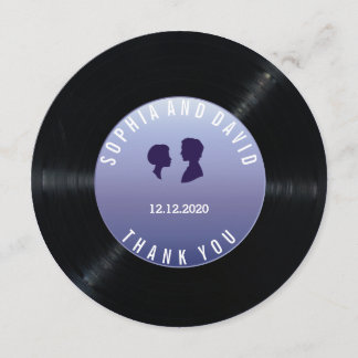 Einzigartiger Retro Vinyl Record Wedding Custom DA Dankeskarte
