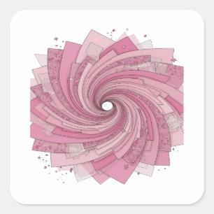 Einzigartiger Rosa PINK SPIRAL Vinyl Stil Quadratischer Aufkleber
