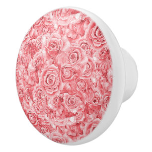 Einzigartiger rosa Rose-Keramik Keramikknauf
