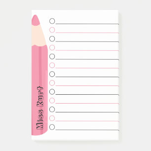 Einzigartiger rosa Stift Personalisierter Lehrer Post-it Klebezettel