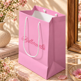 Einzigartiger rosa und roter typografischer Geschä Mittlere Geschenktüte