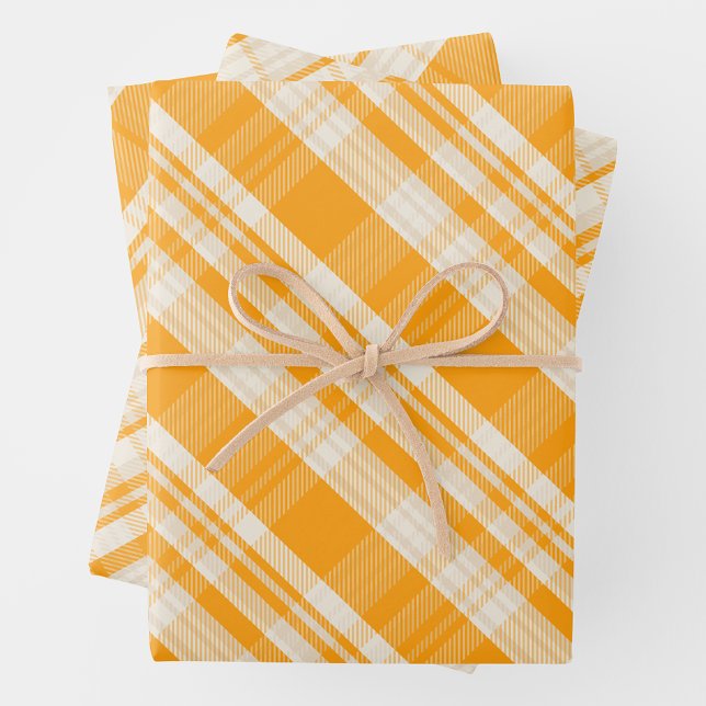 Einzigartiger rustikaler Landgelb-&-Creme-Karo Geschenkpapier Set (Unique Rustic Country Yellow & Cream Plaid Wrapping Paper Sheets)