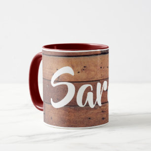 Einzigartiger Rustikaler Monogramm-Name Kaffeebeze Tasse