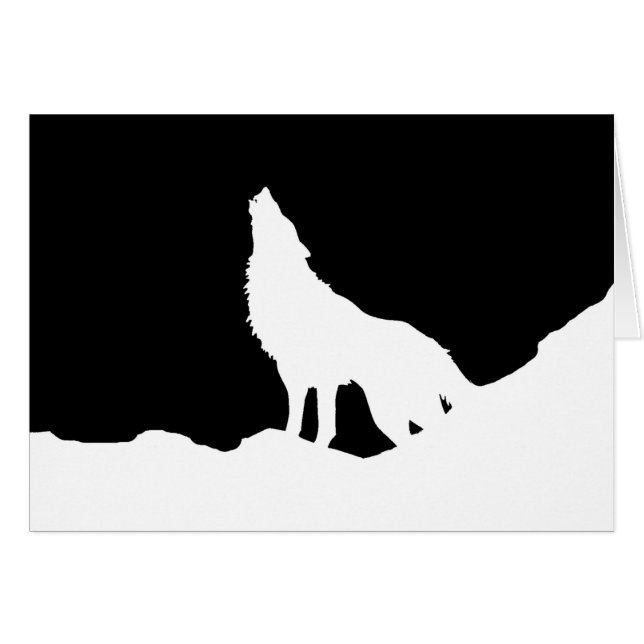 Einzigartiger Schwarz-Weiß-Pop Art Wolf Silhouette (Vorderseite (Horizontal))