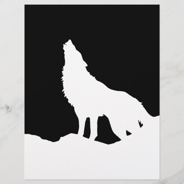 Einzigartiger Schwarz-Weiß-Pop Art Wolf Silhouette (Vorderseite)
