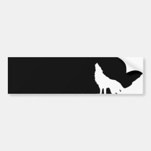 Einzigartiger Schwarz-Weiß-Pop Art Wolf Silhouette Autoaufkleber