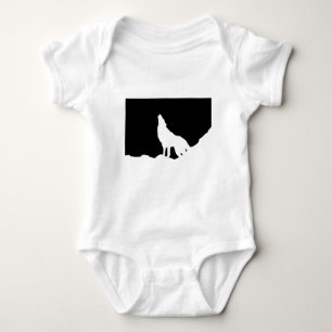 Einzigartiger Schwarz-Weiß-Pop Art Wolf Silhouette Baby Strampler
