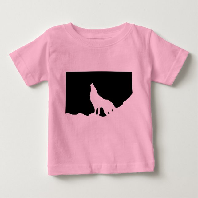 Einzigartiger Schwarz-Weiß-Pop Art Wolf Silhouette Baby T-shirt (Vorderseite)
