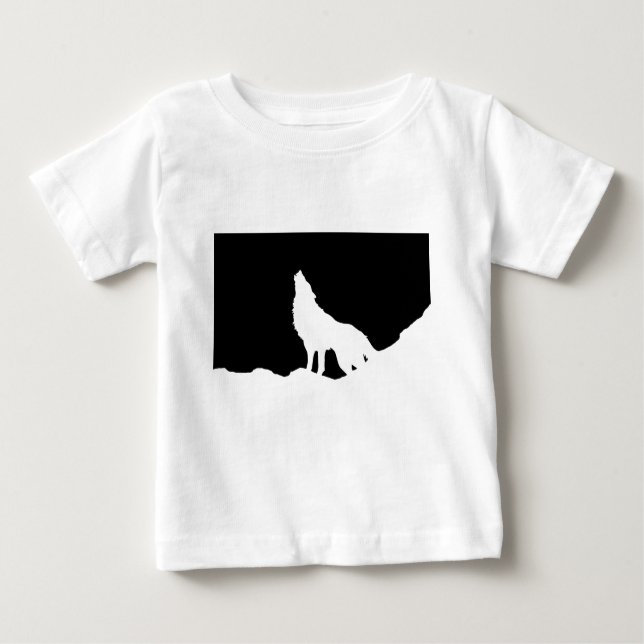Einzigartiger Schwarz-Weiß-Pop Art Wolf Silhouette Baby T-shirt (Vorderseite)