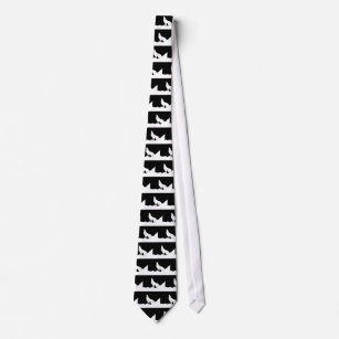 Einzigartiger Schwarz-Weiß-Pop Art Wolf Silhouette Krawatte