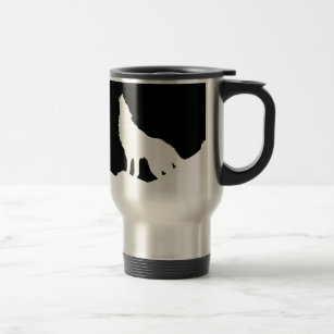 Einzigartiger Schwarz-Weiß-Pop Art Wolf Silhouette Reisebecher