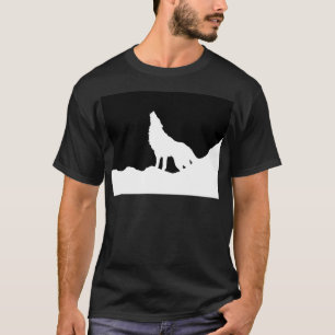 Einzigartiger Schwarz-Weiß-Pop Art Wolf Silhouette T-Shirt