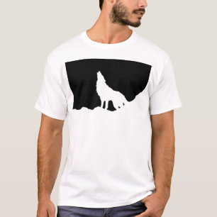 Einzigartiger Schwarz-Weiß-Pop Art Wolf Silhouette T-Shirt
