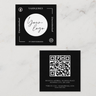 Einzigartiger Schwarz-Weiß-QR-Code Quadratische Visitenkarte