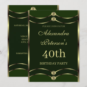 Einzigartiger Smaragdgrün und goldene geometrische Einladung