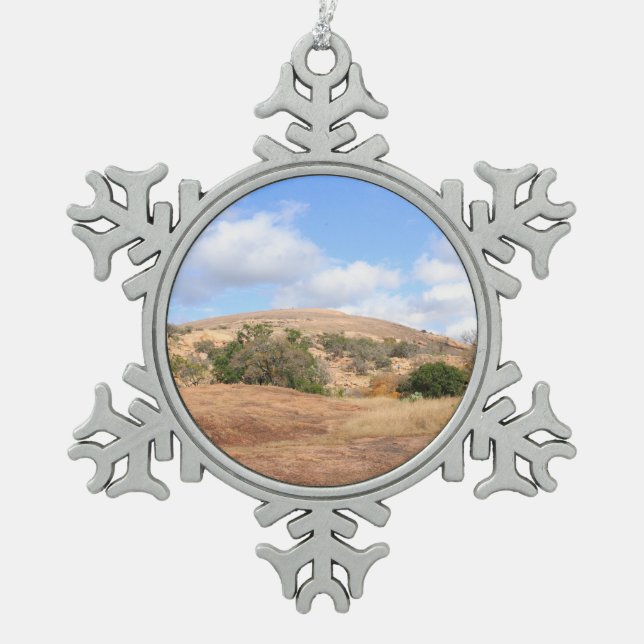 Einzigartiger sonniger Texas verzauberter Schneeflocken Zinn-Ornament (Vorderseite)