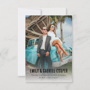 Einzigartiger Spaß Kitschy Honeymoon Foto Hochzeit Dankeskarte