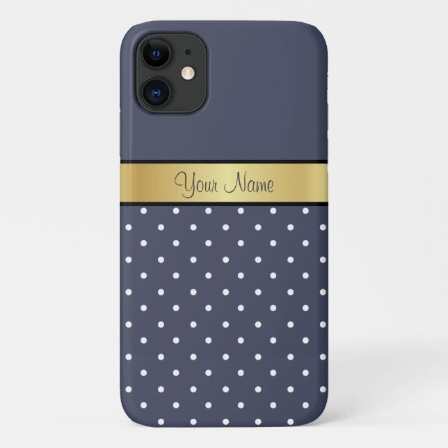 Einzigartiger Stil Delft Blau & Weiß Punkte, Gold  Case-Mate iPhone Hülle (Rückseite)