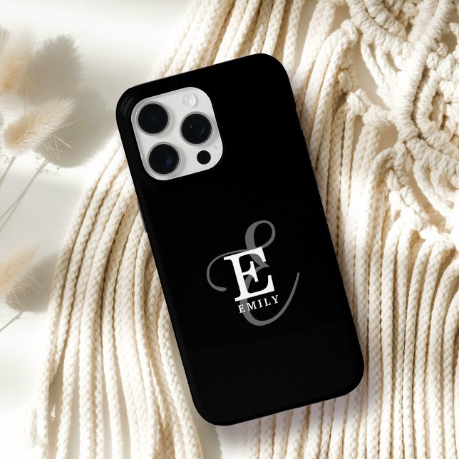 Einzigartiger Stilname und Monogram Typografie Bla iPhone Hülle (Personalize with your name and monogram initial.)