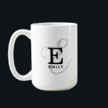 Einzigartiger Stilname und Monogramm-Typografie Kaffeetasse<br><div class="desc">Es geht um dich mit diesem schönen Kaffee-Tasse-Design. Es hat eine elegante, stilvolle Darstellung Ihres Namens und Monogramms mit klassischen Serifen und einer verzierteren Schriftzypografie in einer ausgewogenen Symmetrie. Die drei Elemente verschmelzen mit einer ausgeklügelten Harmonie und kreieren Ihr eigenes Markenlogo. Hier mit einem schicken schwarz-grauen Text auf einem sauberen...</div>