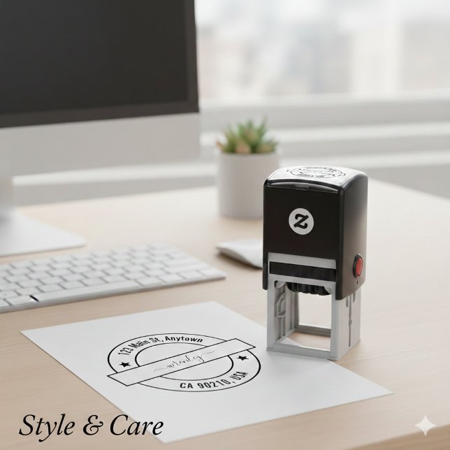 Einzigartiger stilvoller runder benutzerdefinierte permastempel (Unique Stylish Round Custom Address Self-inking Stamp)