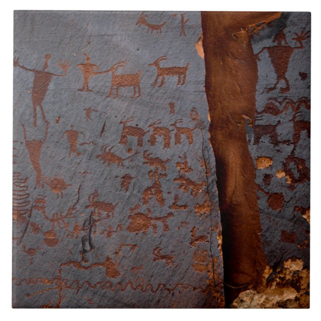 Einzigartiger Südwest Petroglyph Keramik Tile Fliese (Vorderseite)