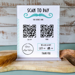 Einzigartiger Türkis-2 QR-Code-Barbier-Scan zur Za Poster