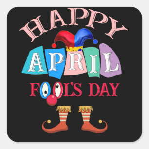 Einzigartiger und Cooler Up Side Down Happy April Quadratischer Aufkleber