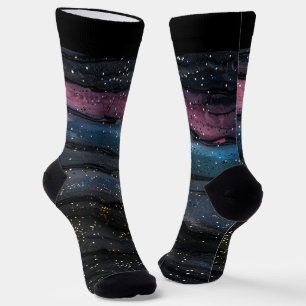 Einzigartiger und farbenfroher schwarzer Hintergru Socken