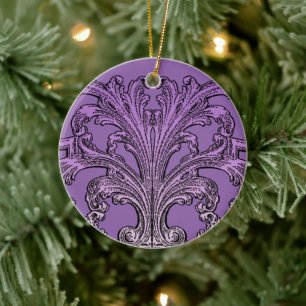 Einzigartiger Vintage-Wirbel-Ombre-Lila Keramik Ornament