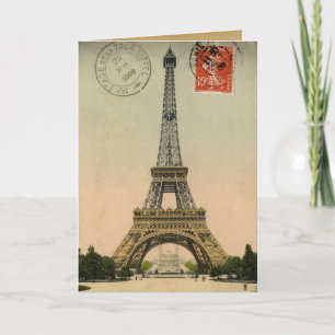 Einzigartiger Vintager Eiffelturm Paris Frankreich Dankeskarte