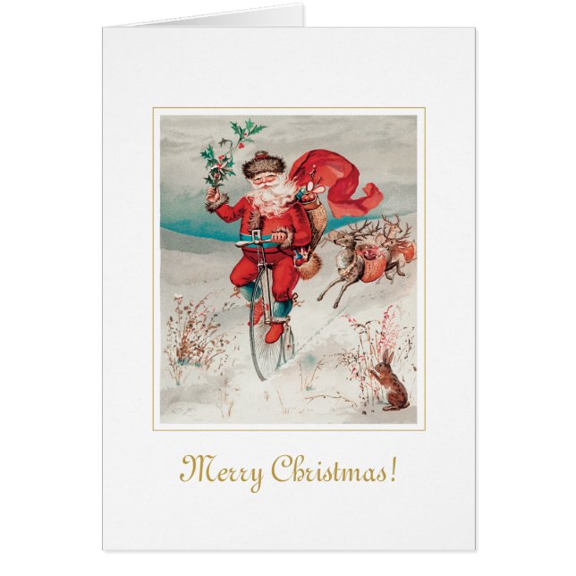 Einzigartiger Vintager Santa On Bicycle Weihnachts (Vorne)