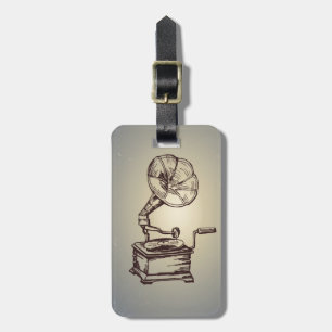Einzigartiger Vintager Tonträger. Retro Style Gram Gepäckanhänger