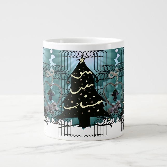 Einzigartiger Weihnachtsbaum Moderne Feiertagsgest Jumbo-Tasse (Vorderseite)