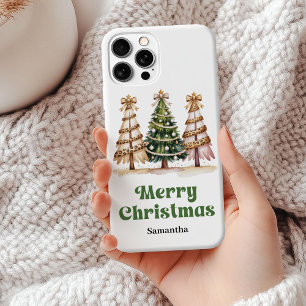 Einzigartiger Weihnachtsbaum-Wasserfarben-Leoparde Case-Mate iPhone Hülle