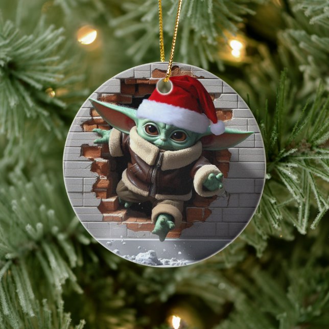 Einzigartiger Weihnachtself Keramik Ornament (Baum)