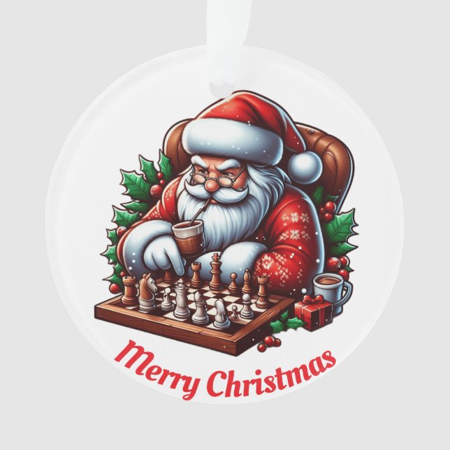 Einzigartiger Weihnachtsmann beim Schach Ornament (Vorderseite)