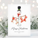 Einzigartiger Weihnachtsschneemann ohne Foto Feiertagskarte<br><div class="desc">Wünschen Sie Ihren Freunden und der Familie eine schöne Urlaubssaison mit diesem einzigartigen Weihnachtsschneemanagement. Personalisieren Sie Ihren Urlaub Gruß und Familiennamen.</div>