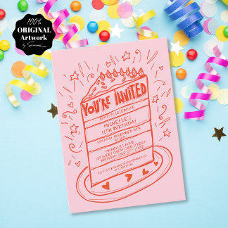 Einzigartiger Whimsical Fun Hand gezeichnet Geburt Einladung