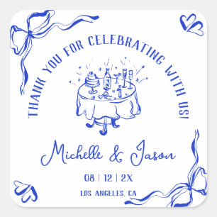 Einzigartiger Whimsical Hand Drawn Französischer B Quadratischer Aufkleber