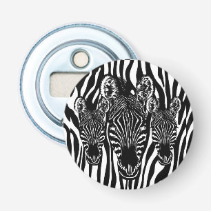 Einzigartiger Zebrakopf auf Zebradruck Flaschenöffner