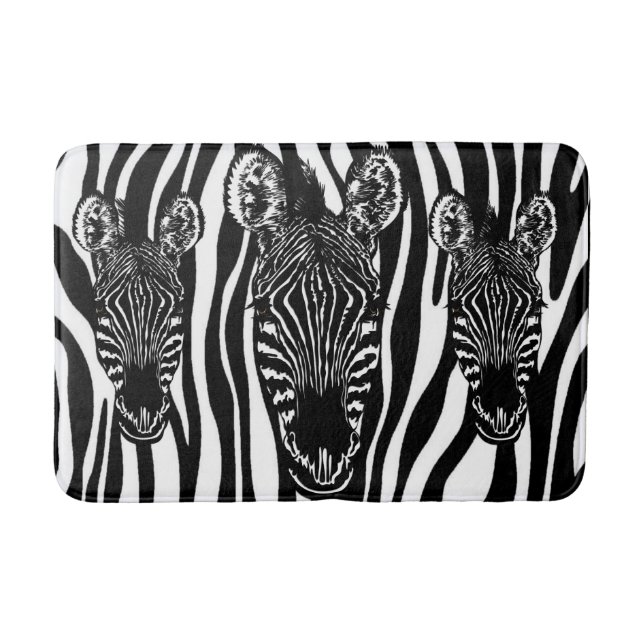 Einzigartiger Zebrakopf bei Zebra Print Badematte (Vorderseite)