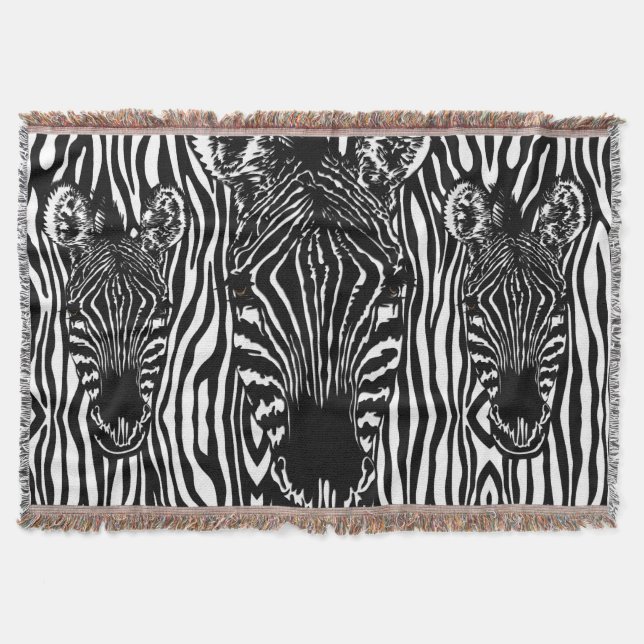 Einzigartiger Zebrakopf bei Zebra Print Decke (Vorderseite)