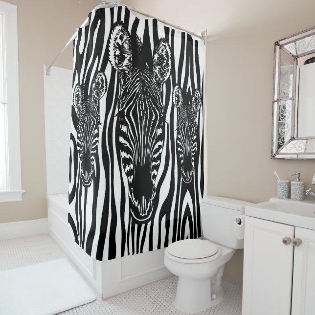 Einzigartiger Zebrakopf bei Zebra Print Duschvorhang (Beispiel)