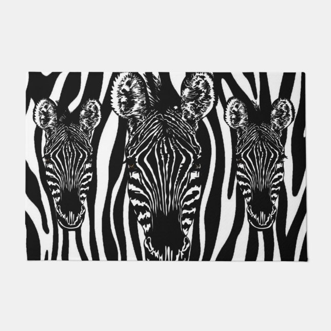 Einzigartiger Zebrakopf bei Zebra Print Fußmatte (Vorderseite)