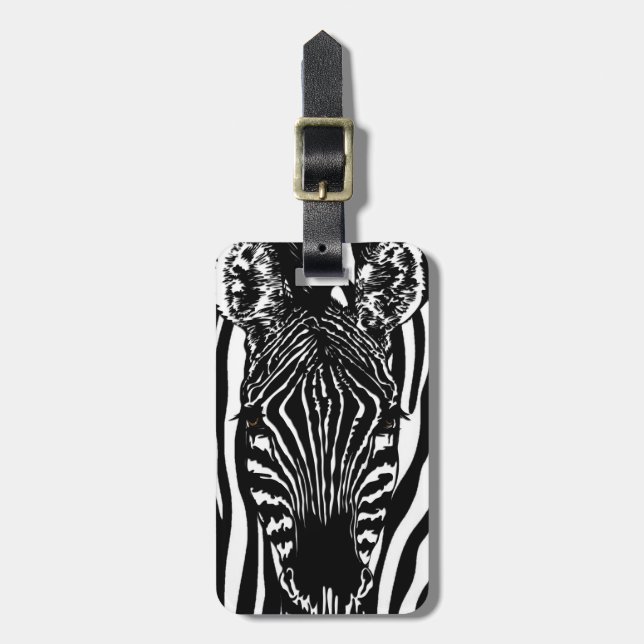 Einzigartiger Zebrakopf bei Zebra Print Gepäckanhänger (Vorderseite vertikal)