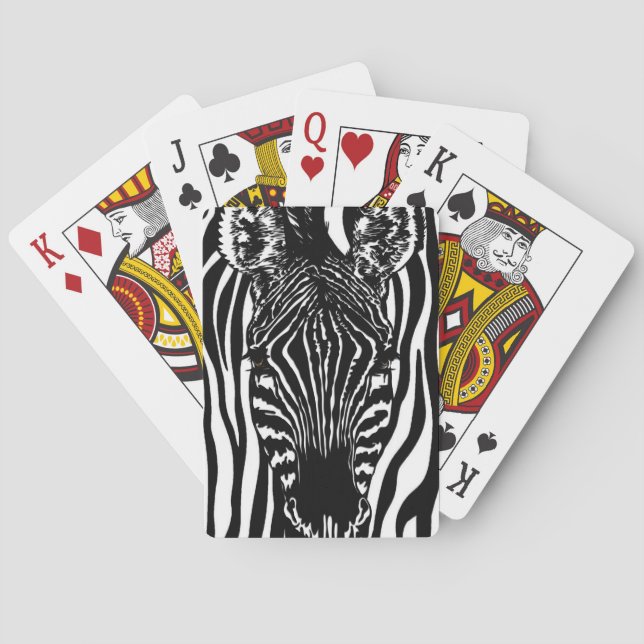 Einzigartiger Zebrakopf bei Zebra Print Spielkarten (Rückseite)