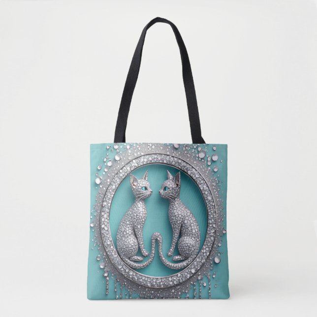 Einzigartiger Zwillingskristall-Katzen-Schmuck-Sku (Vorderseite)